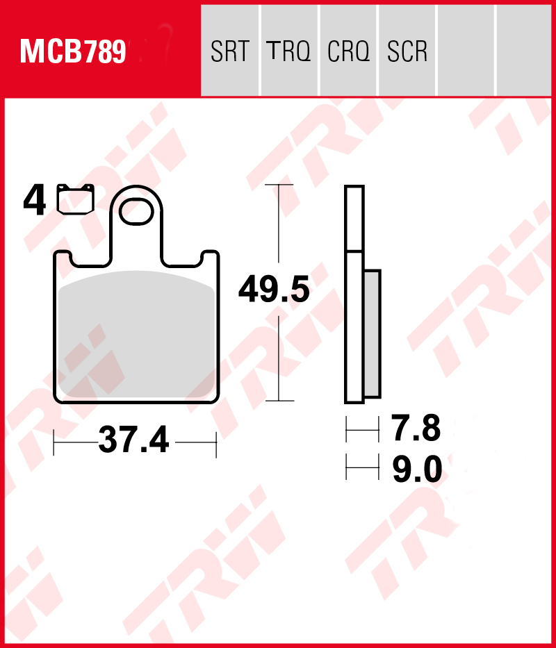 TRW Brake Pads MCB789TRQ Sinter Track TRW Brake Pads And Brake Shoes