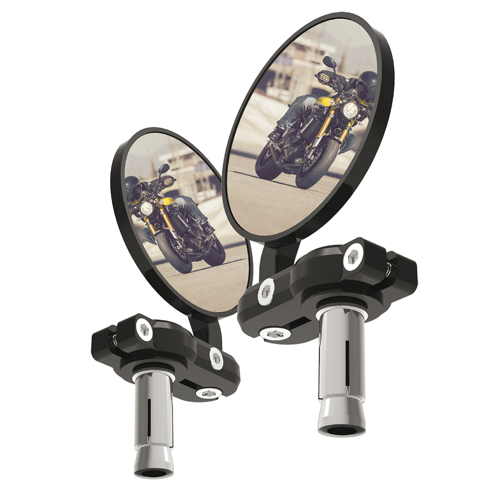 2x Motorrad Lenkerendenspiegel – E24-geprüft, 7/8 Zoll, CNC-Aluminium Schwarz (Links & Rechts)