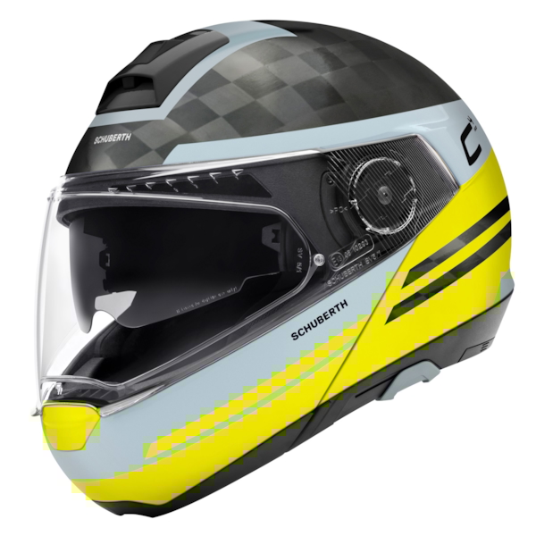 SCHUBERTH C4 Pro Carbon Tempest Mat Carbon - Blanc - Jaune Fluo