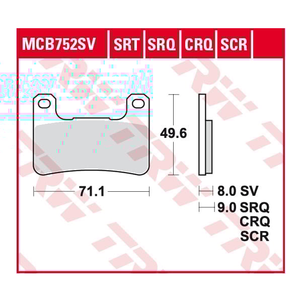 TRW Plaquettes de frein MCB752SRT Sinter road et track