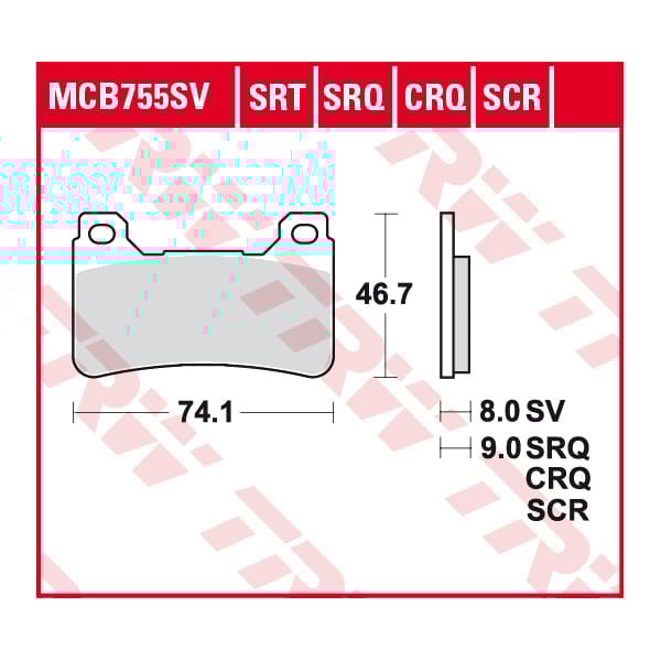 TRW Brake pads MCB755SRT Sinter road and track