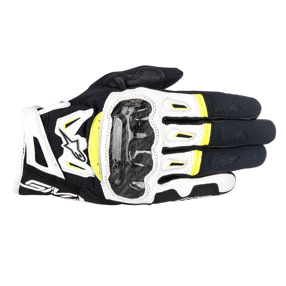 Men's summer gloves ALPINESTARS SMX-2 Air Carbon V2 Black-White-Yellow Fluo
