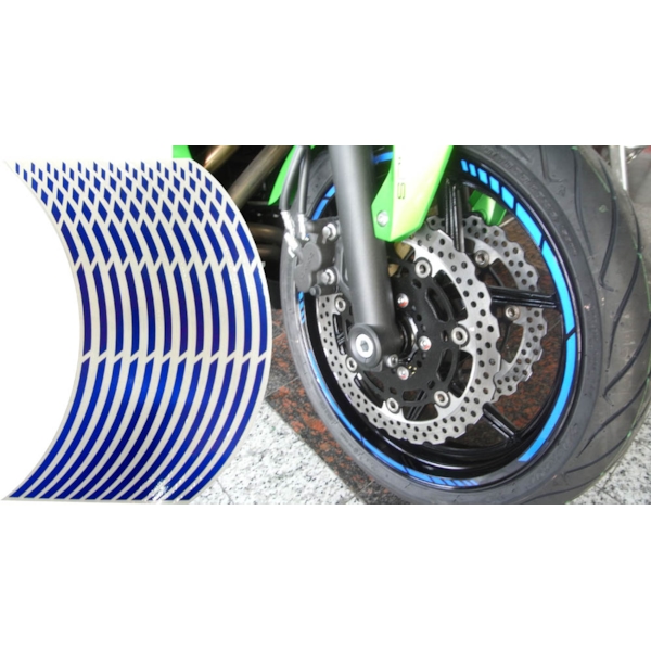 KEITI Liserets de jante pré-courbé Bleu réfléchissant