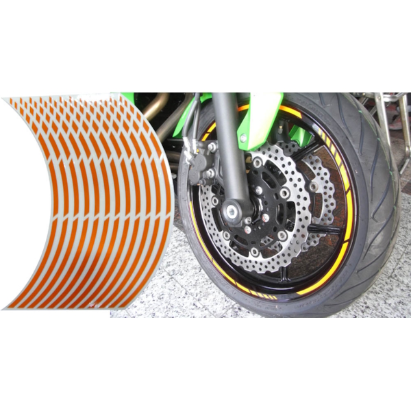 KEITI Liserets de jante pré-courbé Orange réfléchissant