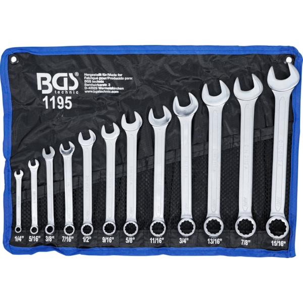 BGS TECHNIC Ring and open end spanner set 1/4" - 15/16"