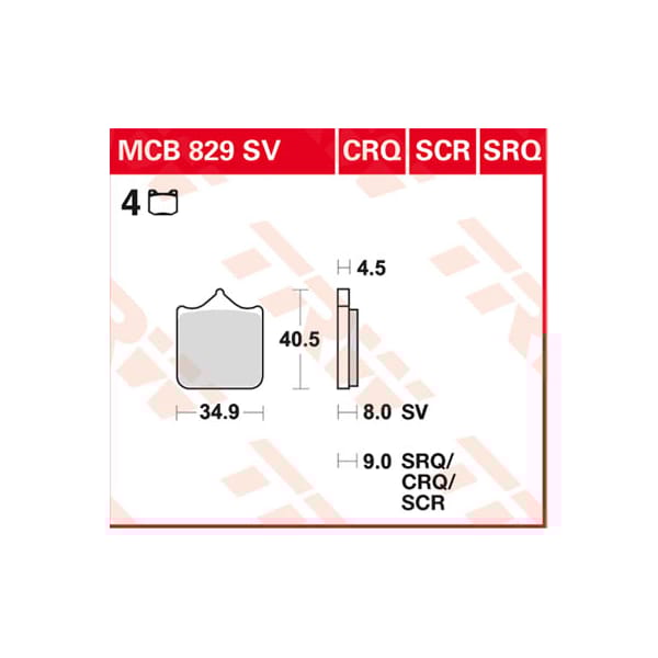 TRW Plaquettes de frein MCB829SCR Sinter carbon