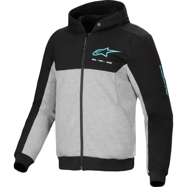 ALPINESTARS Chrome V2 Sport Hoodie Zwart-Grijs Heather-Turquoise