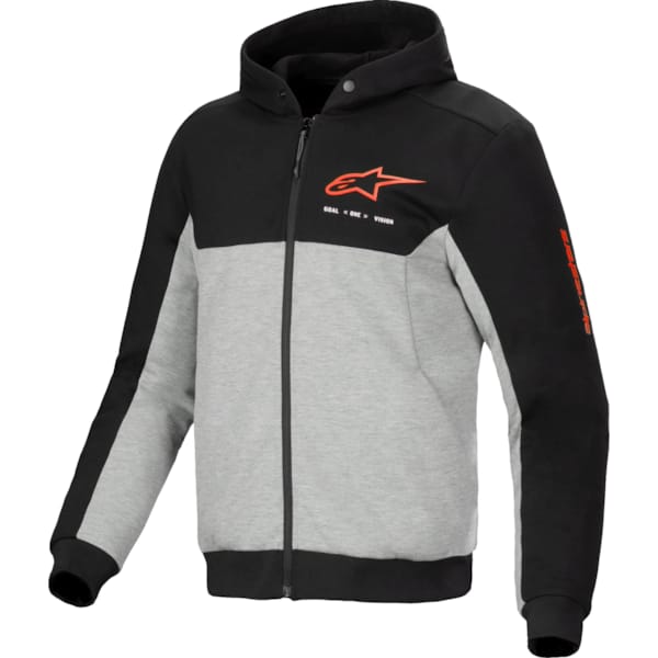 ALPINESTARS Chrome V2 Sport Hoodie Noir-Gris Heather-Rouge Fluo