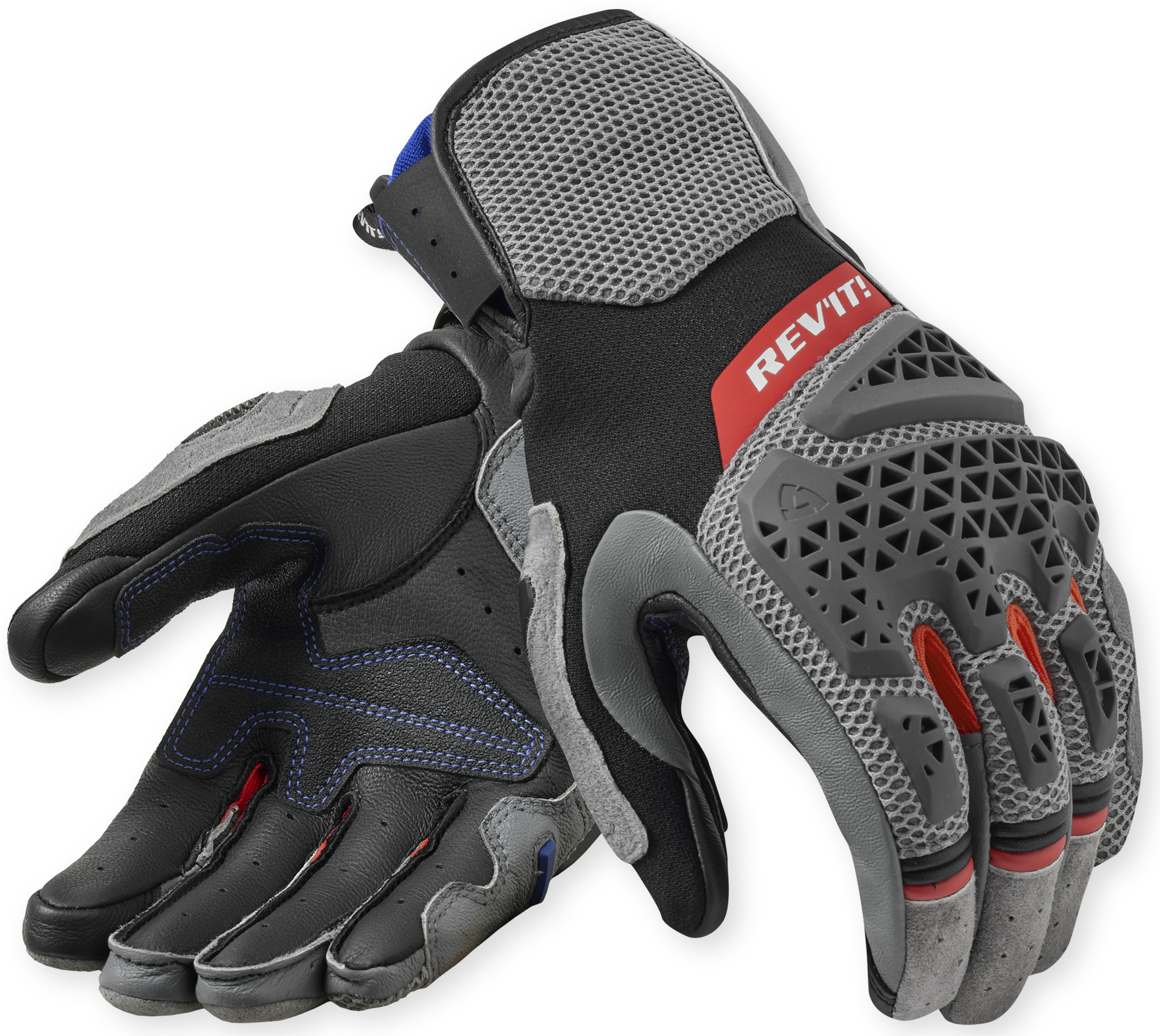 Men's summer gloves REV'IT! Sand 5 Grey - Red