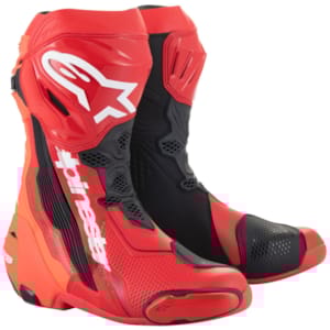 Sport motorlaarzen ALPINESTARS Supertech R Boots Helder Rood-Rood Fluo