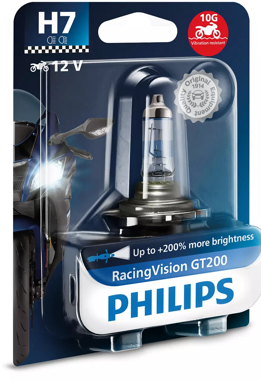 PHILIPS H7 Racing Vision GT200 moto 12V 55W PX26d - Phare avant pour la  moto