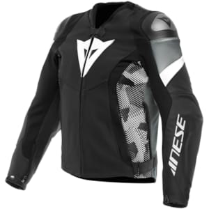 Men's leather motorcycle jacket DAINESE Avro 5 Black-White-Anthracite
