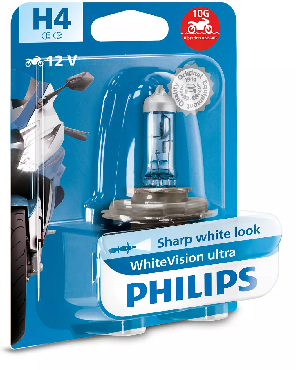 Vervanglampen PHILIPS H4 WhiteVision ultra moto 12V 60/55W
