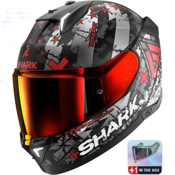 SHARK Skwal i3 Hellcat Mat Zwart-Chroom-Rood KUR