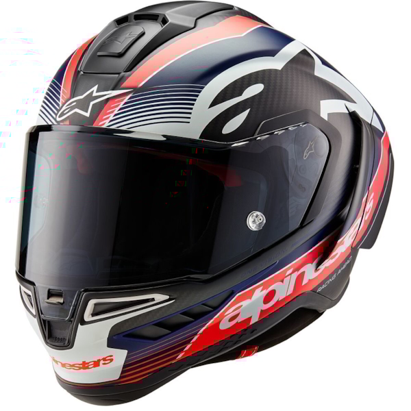 ALPINESTARS Supertech R10 Team Mat Zwart Carbon-Rood Fluo-Donker Blauw