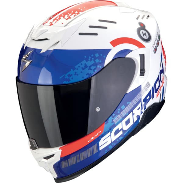 SCORPION EXO-520 Evo Air Titan Blanc nacré-bleu-rouge