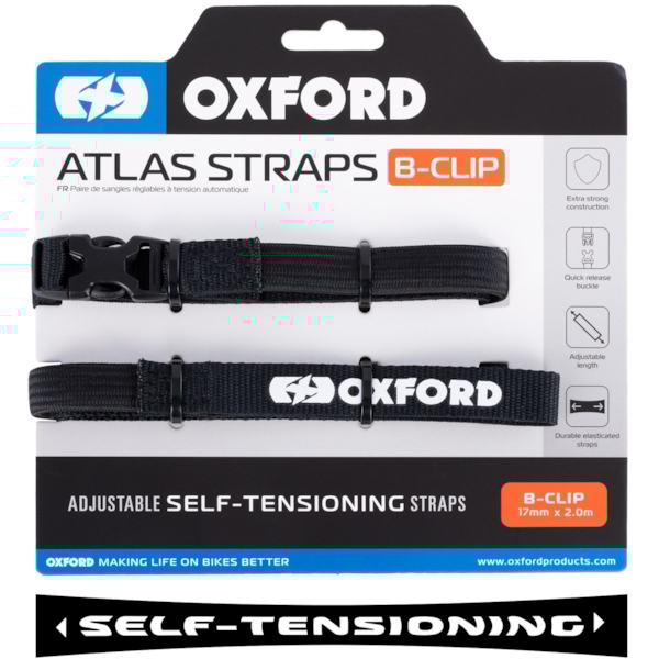 OXFORD Atlas B-Clip Straps 17mm x 2m Black (per pair)
