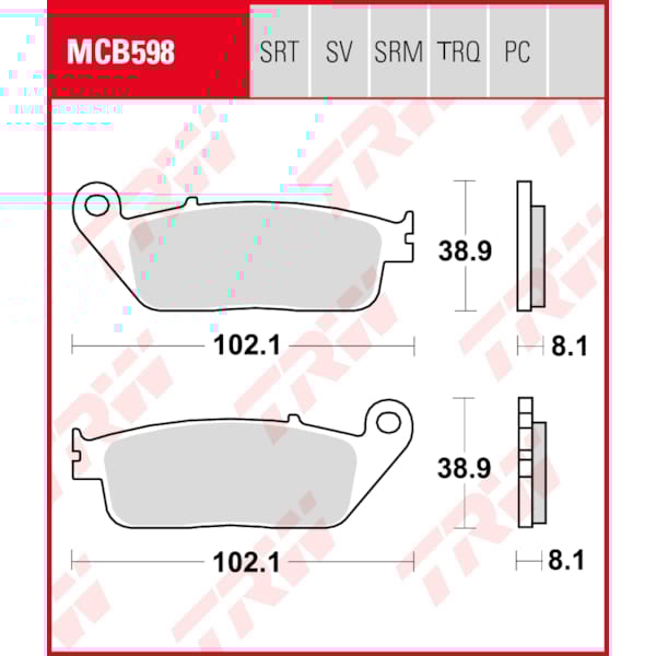 TRW Brake pads MCB598TRQ Sinter track