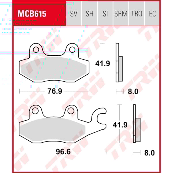 TRW Plaquettes de frein MCB615TRQ Sinter track
