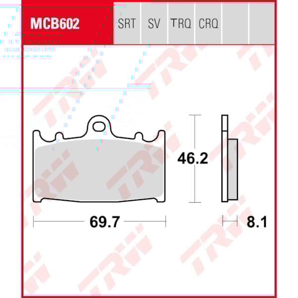 TRW Plaquettes de frein MCB602TRQ Sinter track