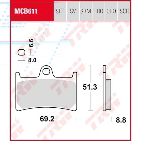 TRW Brake pads MCB611TRQ Sinter track