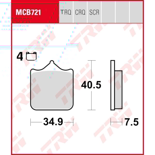 TRW Plaquettes de frein MCB721TRQ Sinter track
