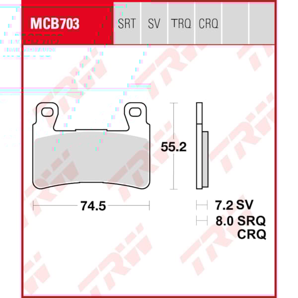 TRW Brake pads MCB703TRQ Sinter track