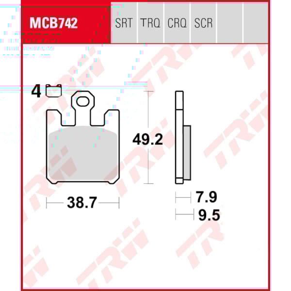 TRW Brake pads MCB742TRQ Sinter track
