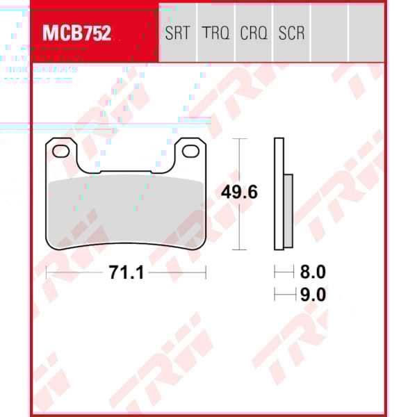 TRW Brake pads MCB752TRQ Sinter track