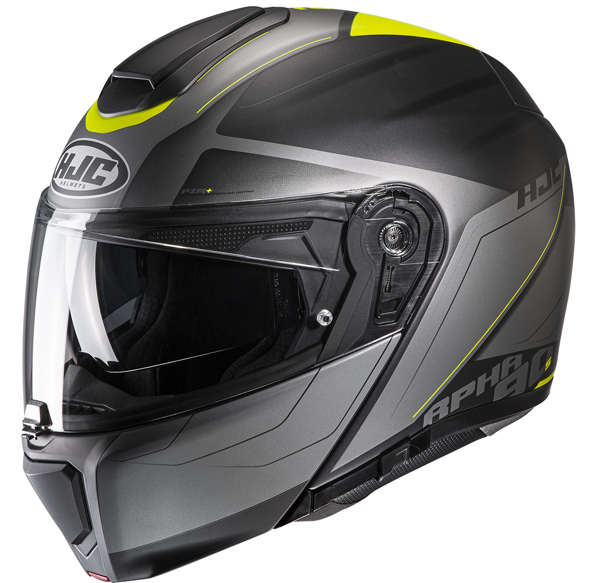 HJC RPHA-90S Cadan Matt black - Fluorescent yellow - Modular helmet ...