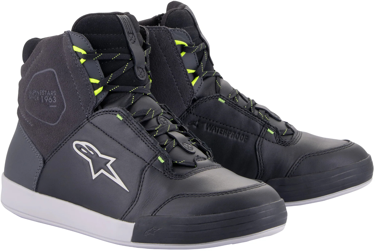 ALPINESTARS Chrome Waterproof Shoes Zwart-Donker Grijs-Geel Fluo
