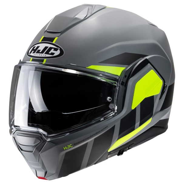 HJC I100 Beis Mat Gris - Jaune fluo