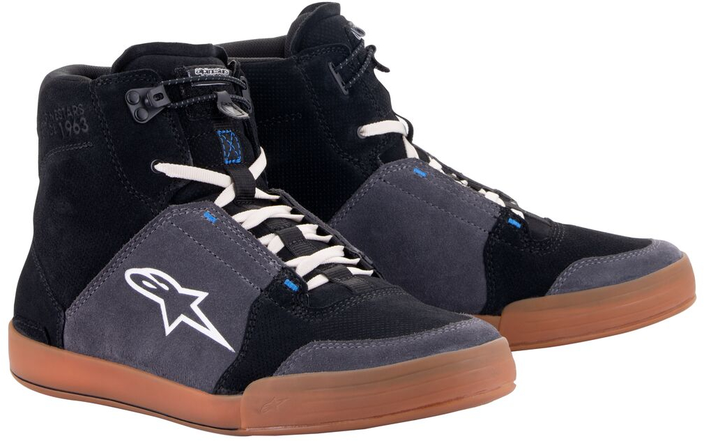 Men's motorcycle shoes ALPINESTARS Chrome Black-Asphalt-Gum-Blue