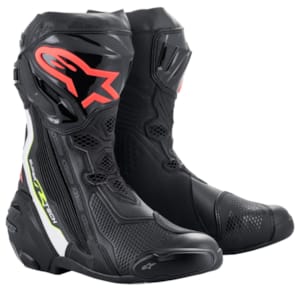 Sport motorlaarzen ALPINESTARS Supertech R Boots Zwart-Wit-Rood Fluo-Geel Fluo