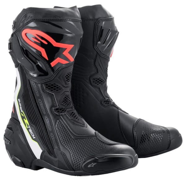 ALPINESTARS Supertech R Boots Zwart-Wit-Rood Fluo-Geel Fluo