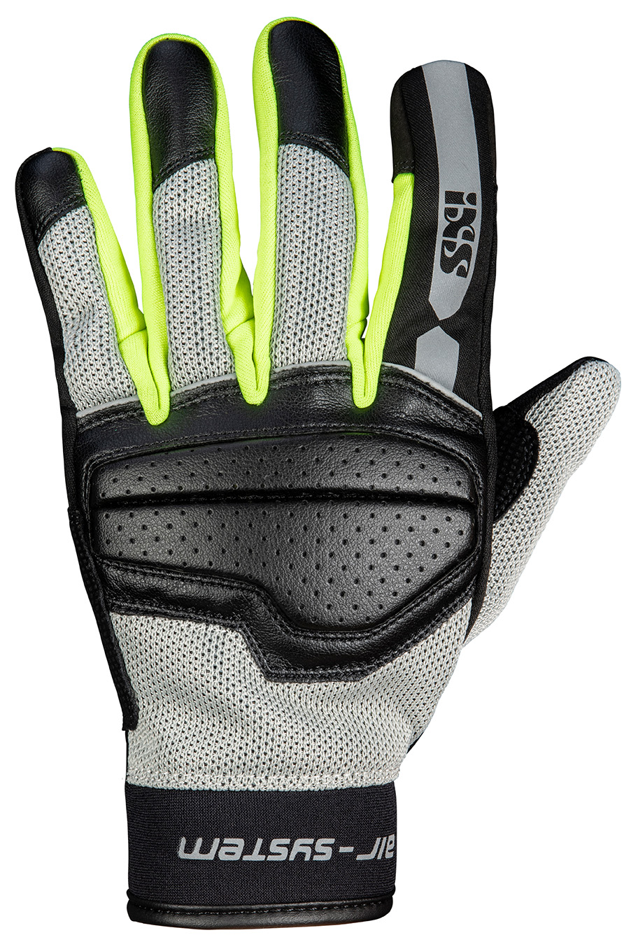 Men's summer gloves IXS Evo-Air Black - Light grey Neon yellow