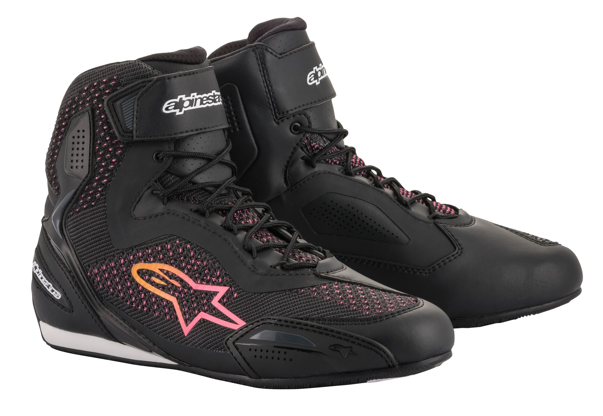 Women's motorcycle shoes ALPINESTARS Stella Faster-3 Rideknit Black-Yellow-Pink