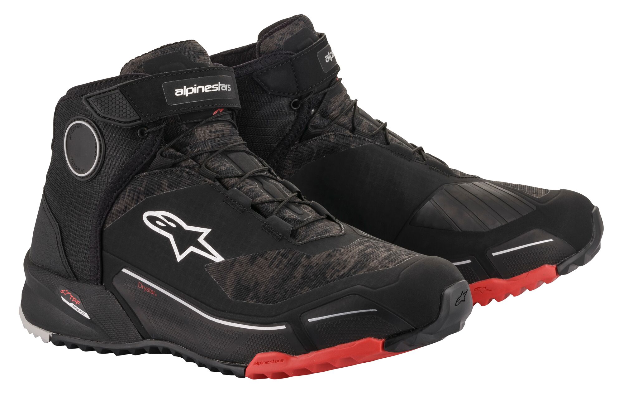 Chaussures moto hommes ALPINESTARS CR-X Drystar Shoes Noir-Camo-Rouge