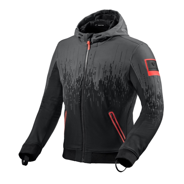REV'IT! Quantum 2 WB Jacket Noir - Rouge Fluo
