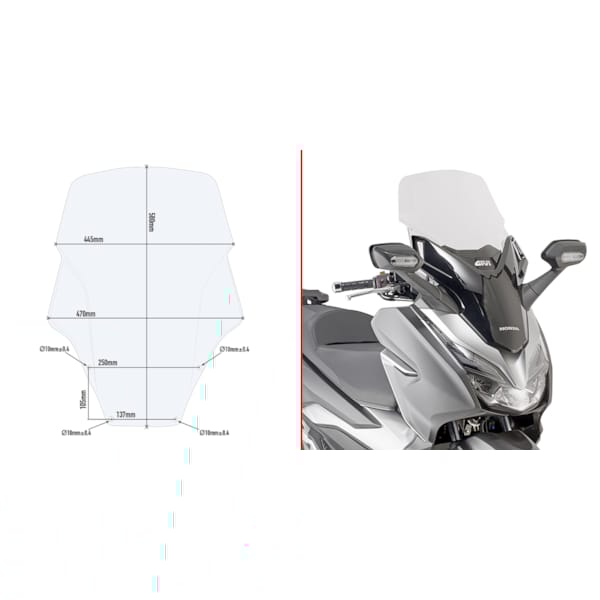 GIVI Pare-brise D1166ST Surélevé transparent