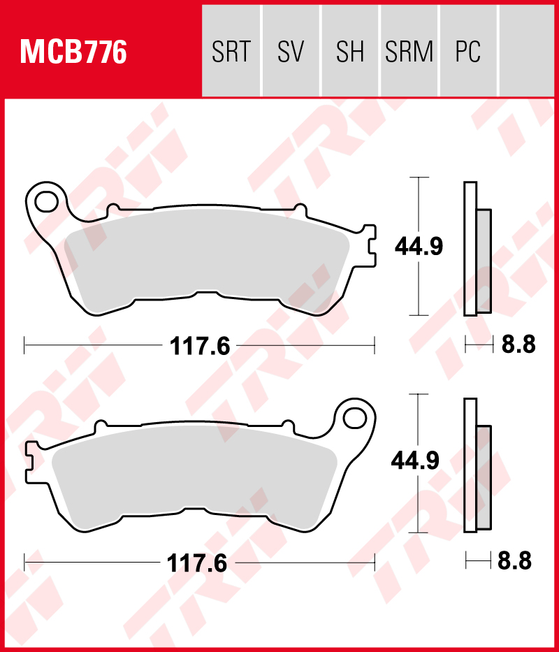TRW Brake pads MCB776PC Allround organic/carbon