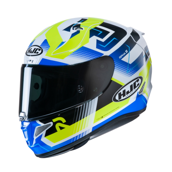 HJC RPHA-11 Nectus White - Blue - Fluorescent Yellow - Full-face helmet ...
