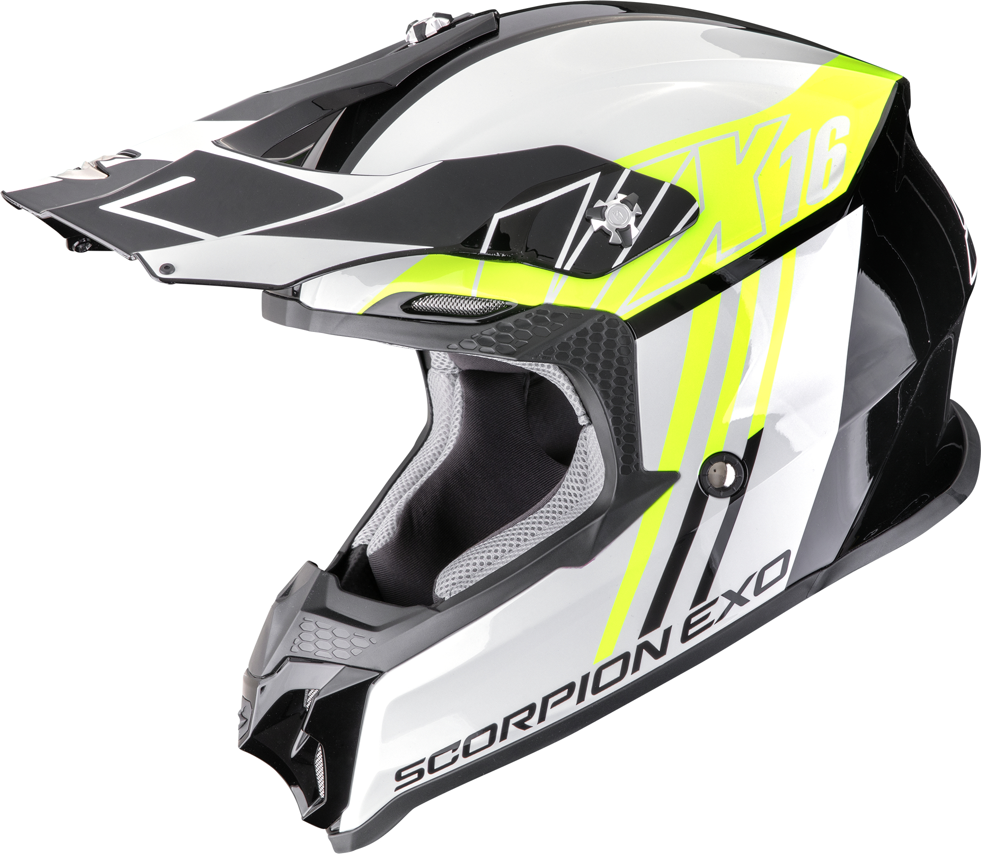 Casque cross SCORPION VX-16 Evo Air Lignes Noir-jaune néon