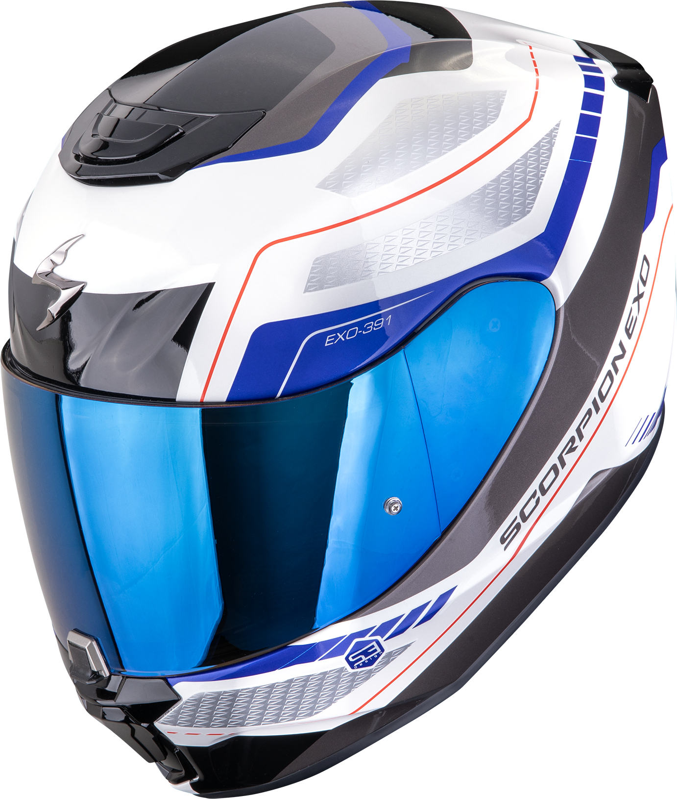 Integraalhelm SCORPION EXO-391 Leo Wit-Blauw