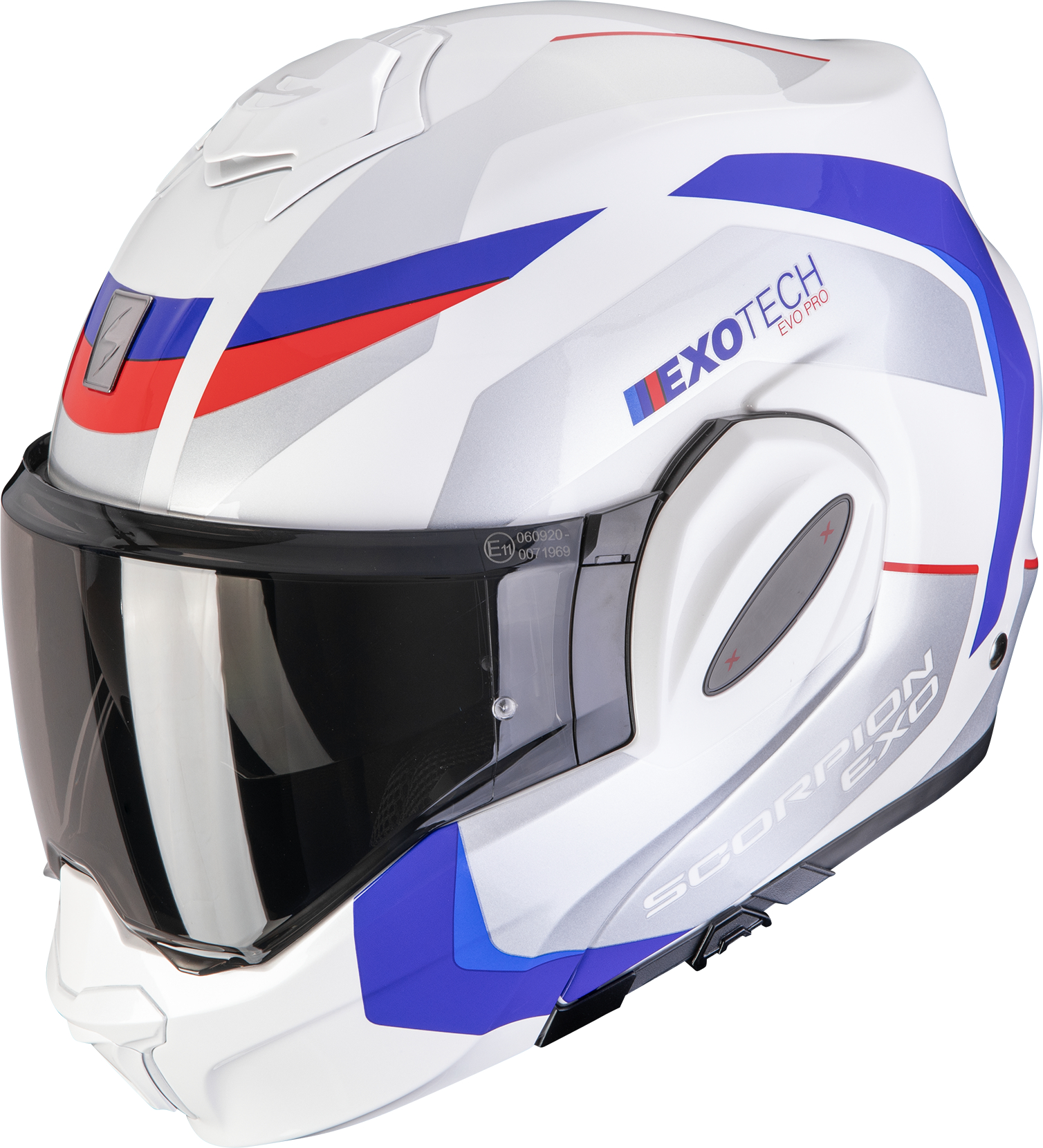Systeemhelm SCORPION EXO-Tech Evo Pro Acuti Parelwit-Blauw-Rood