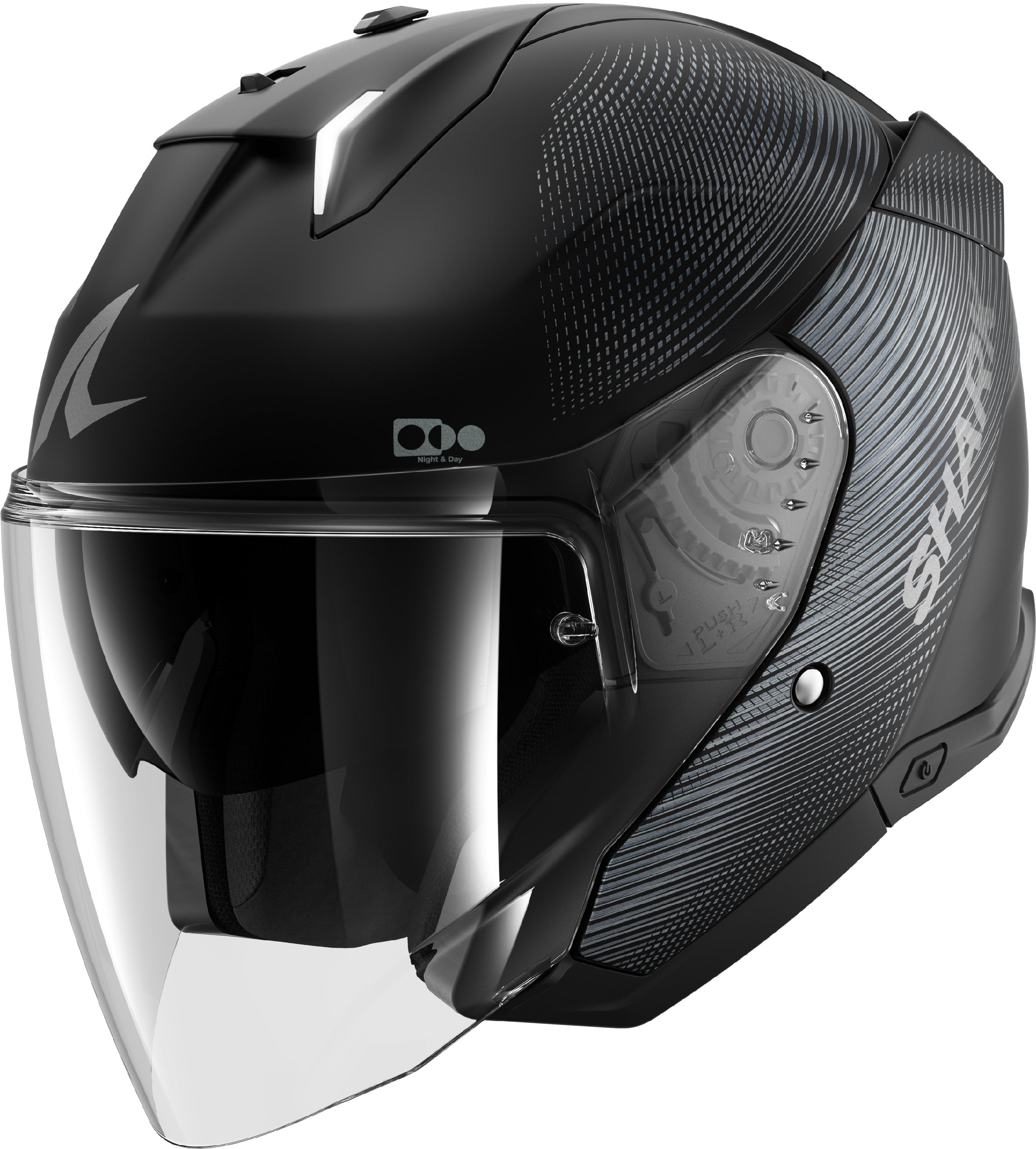 Casque jet SHARK Skwal i3 SP Lyne Mat Noir-Anthracite-Anthracite KAA