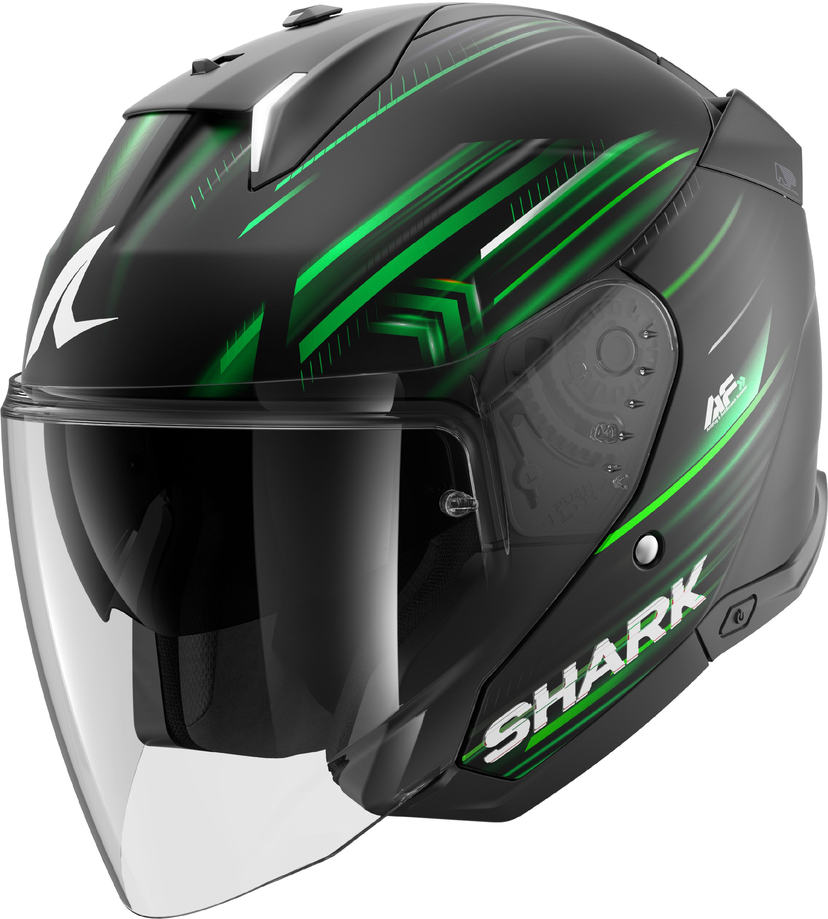 Jethelm SHARK Skwal i3 Jet Light-Blur Mat Zwart-Groen-Wit KGW