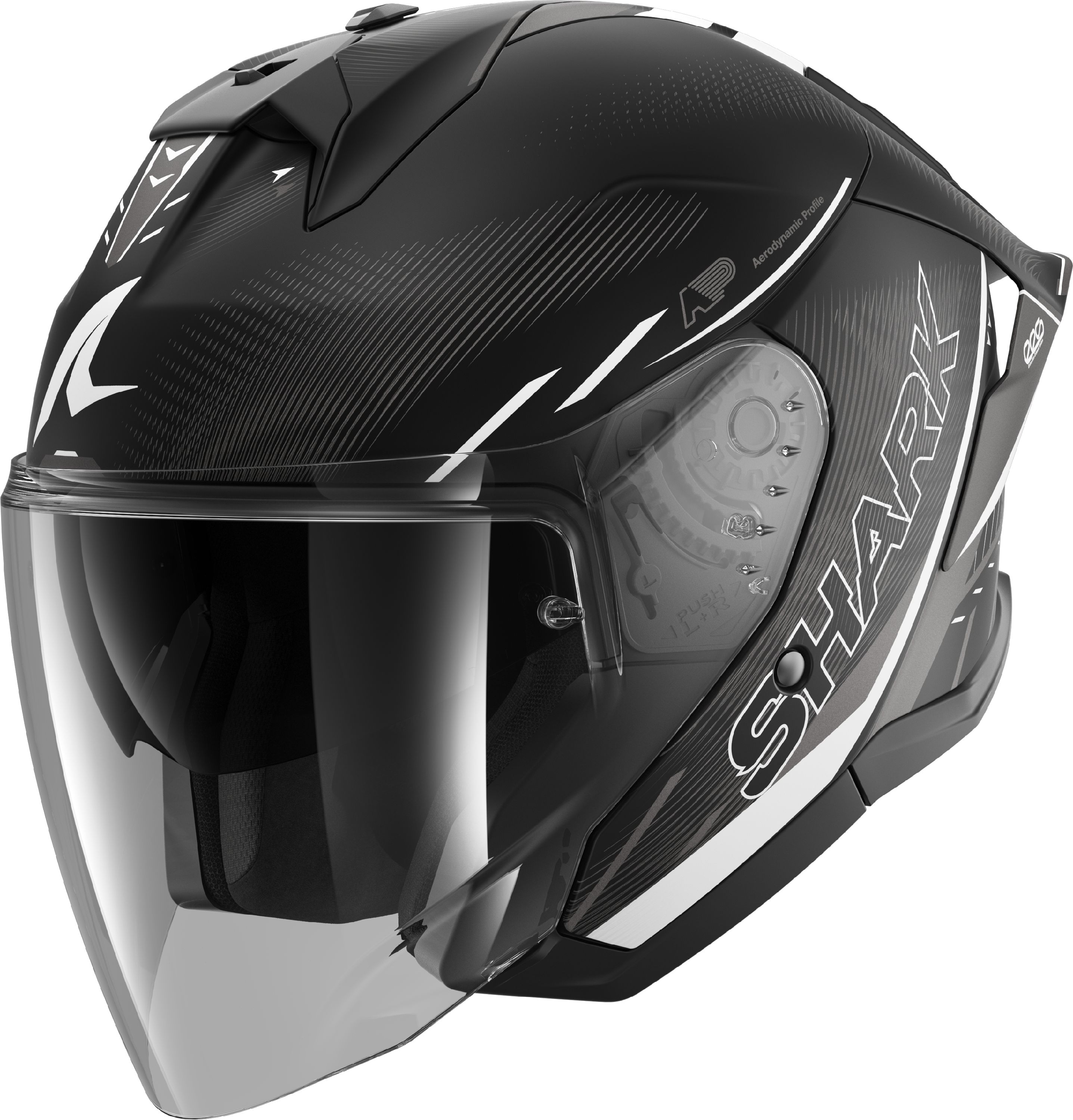 Casque jet SHARK Skwal Cup Speed-Tech Mat Noir-Blanc-Anthracite KWA