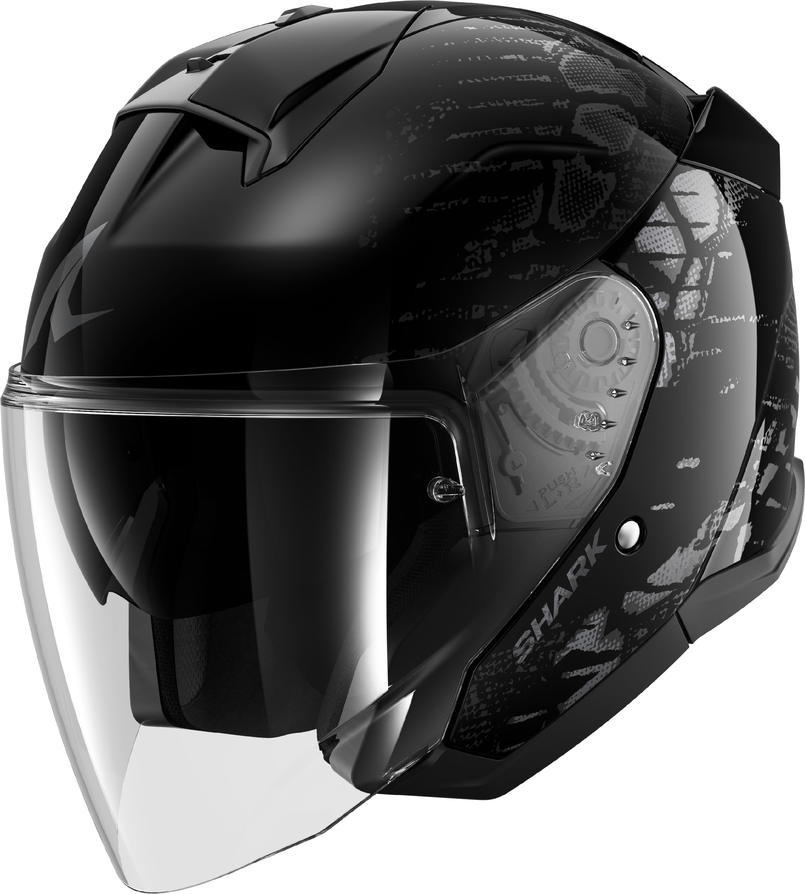Jet helmet SHARK Skwal Reptaia Black-Anthracite-Anthracite KAA