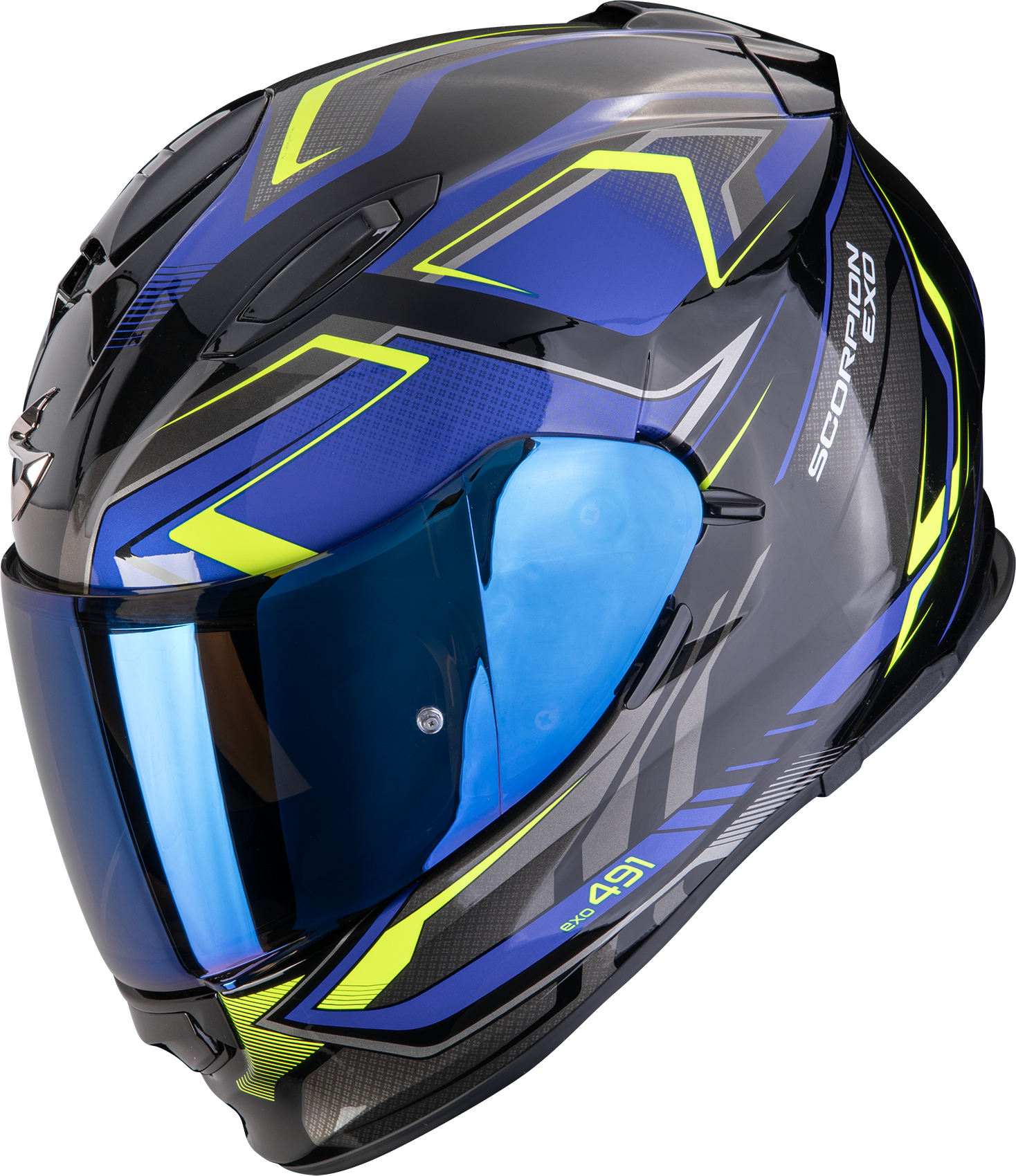 Casque intégral SCORPION EXO-491 Zumo Noir-Bleu-Jaune Néon